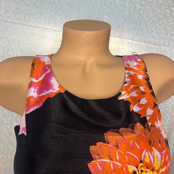 Sequin hearts tank top crop floral zip up mock neck blouse top shiny metallic - Picture 7 of 7